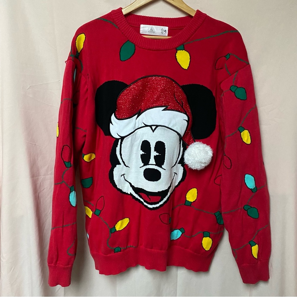 Disney Men's Mickey Mouse Christmas Sweater Size XL Santa Claus Holiday Festive